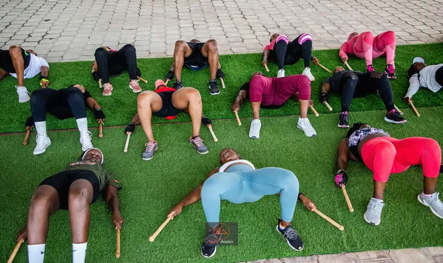 A Body Justice Fitness group taking part in an outdoor session
